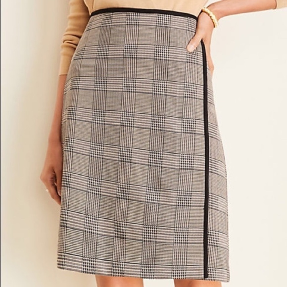Ann Taylor Plaid Wrap Pencil Skirt